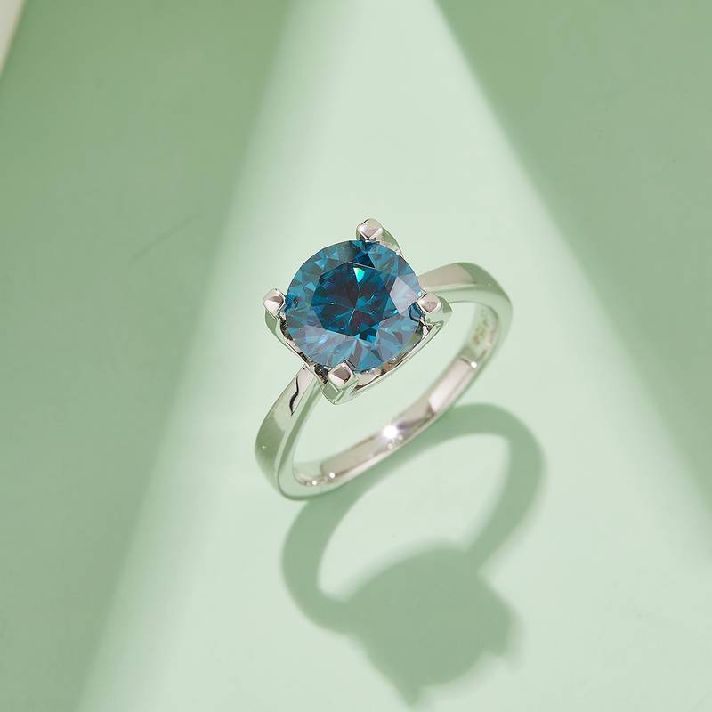 Classic牛头S925银镀白金MoissaniteWomen's Ring3.0ctD级